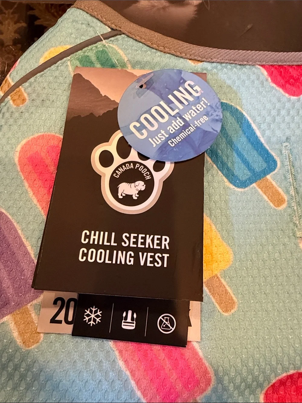 NWT Various Sizes Cooling Dog Vest - Light Blue Popsicle Design